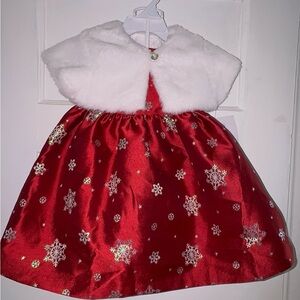 Bonnie Jean Red and White Snowflake Dress